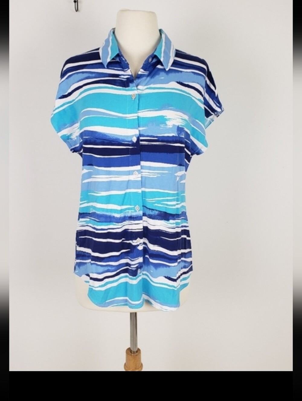 Tommy Bahama Light Blue and White Brushstroke Stripe Shirt